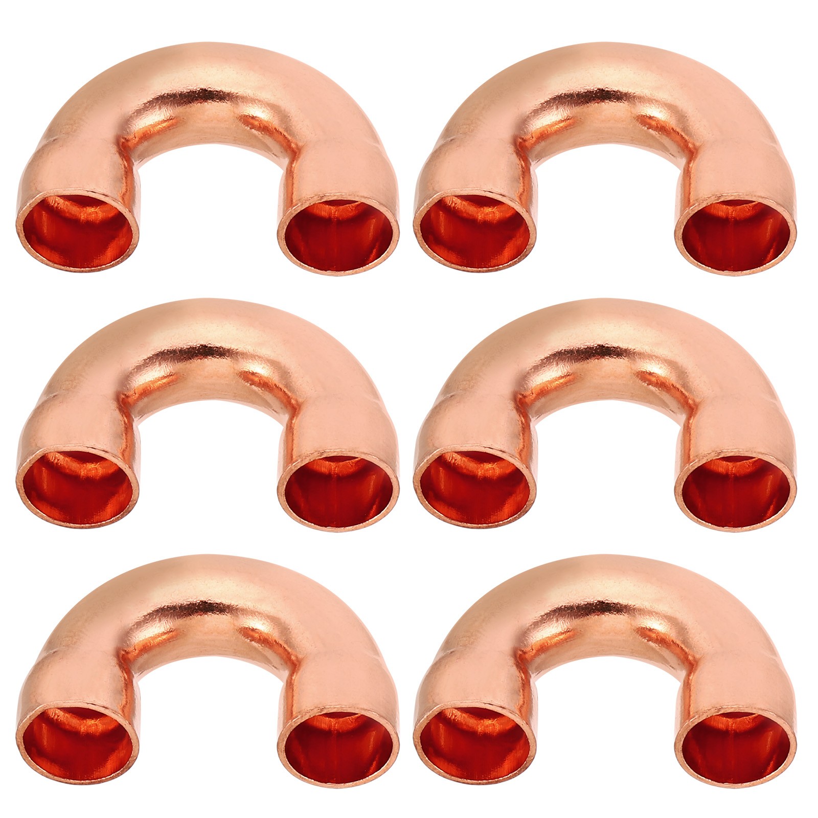 6Pcs 3/8" ID Copper Pipe Fitting 180 Degree Return Bend Sweat Welding Connection