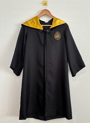 Hogwarts Wizard Robe Kids Black Gold Hooded Cloak Costume Embroidered Crest 36''