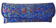 Vintage Oriental Asian Theme Floral Silk Eyeglass Pouch Holder Chrysanthemum