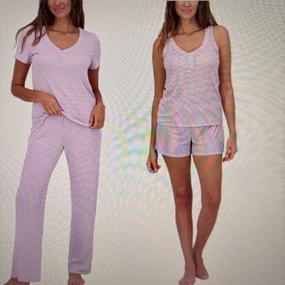 Live2Lounge Women s 4 Piece Pointelle Pajama Lounge Set Purple XL NWT Smoke Free