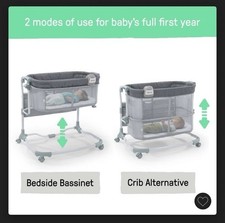 Ingenuity Dream  Grow Bedside Baby Bassinet 2-Mode Crib 0-12 Months, Adjustable