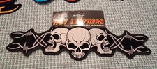 SKULLS BIKER PATCH COLLECTABLE RARE VINTAGE HD EMBROIDED 90'S METAL NEW x Large