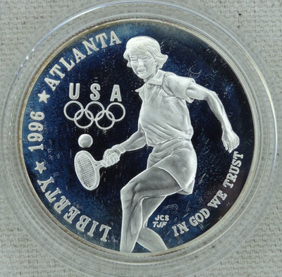 1996-P Olympic Tennis Proof Silver Dollar US Mint $1 Commemorative