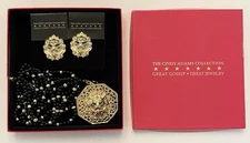 Cindy Adams Collection Emerald Eye Lion Brooch Pendant Necklace & Earrings