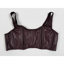 Victoria's Secret Faux Leather Mini Corset Top Large Burgundy Brown NWT