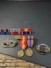 Mixed Lot of 5 Vintage Military Pins/buttons/ Ribbons. WW2