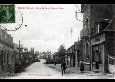 MORGNY (27) Trade ''LIBRARY - NEWSPAPERS / R. DAVID'' Route de LYONS animated