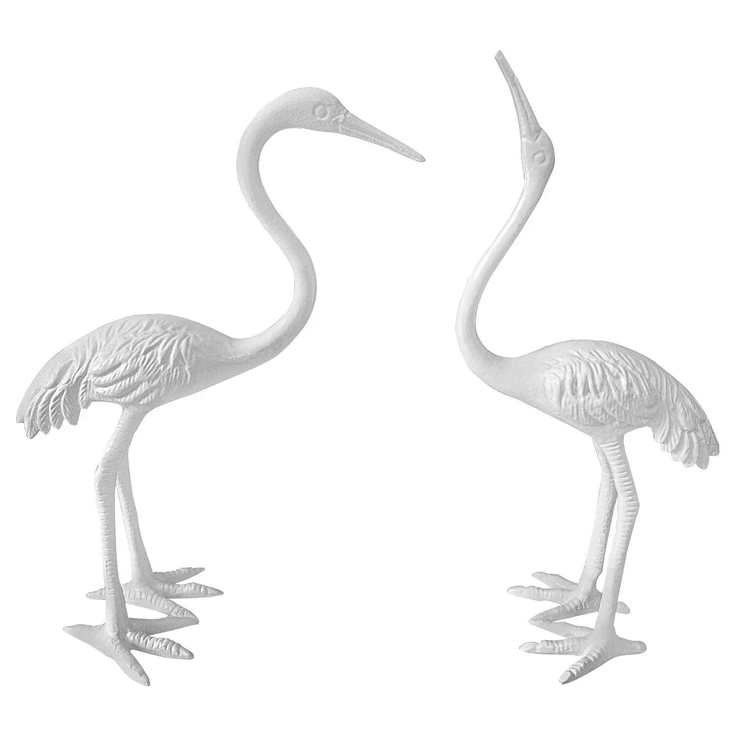 Coppia Di Statue Di Cigno Bianco In Metallo Figurina Animale