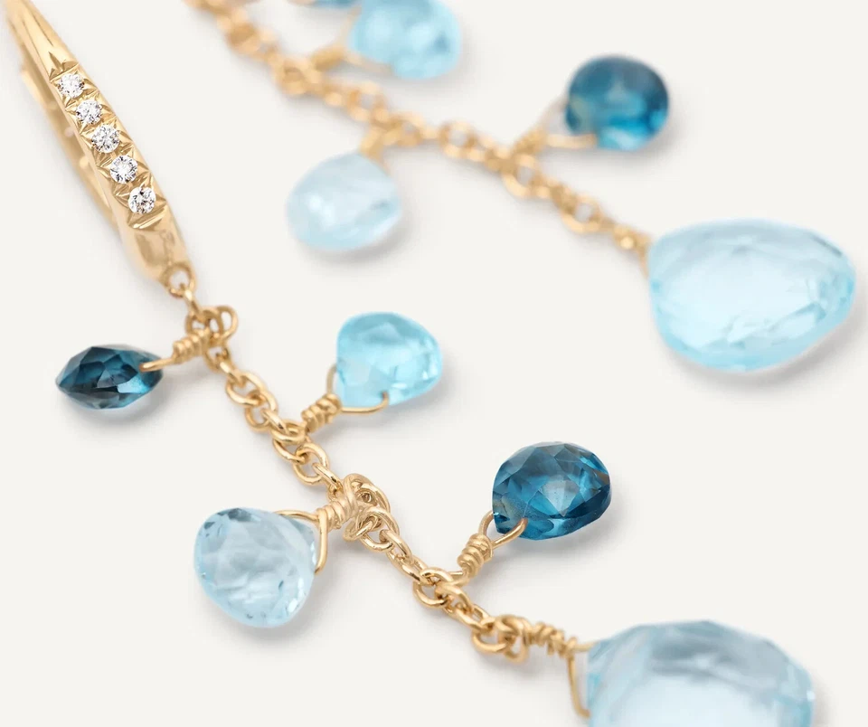 Pendientes de topacio Marco Bicego Paradise de oro 18 quilates cadena S y acento de diapositivas OB1743 Foto 2 de 3