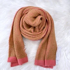 NEW Topshop Two Tone Knit Long Rectangle Scarf Cozy One Size Pink Green