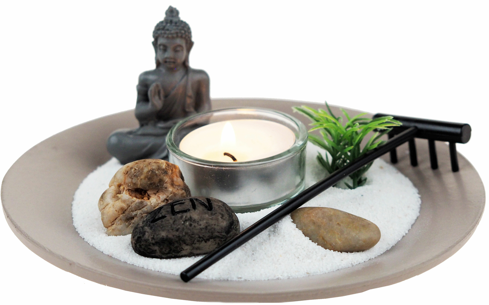 Thai Buddha Tea light Candle holder In display Garden - With Sand and rocks