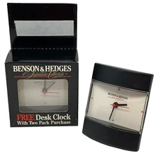 Vintage 90s Benson and Hedges Desk Clock Cigarettes Tobacciana Promotional Black
