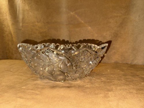 "Cuenco de cristal cortado a mano American Brilliant 12"" Hawkes/Tuthill con peras-hobstars" - Imagen 8 de 11