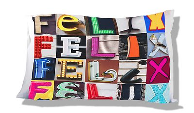 FELIX Personalized Pillowcase featuring the name in photos of sign letters