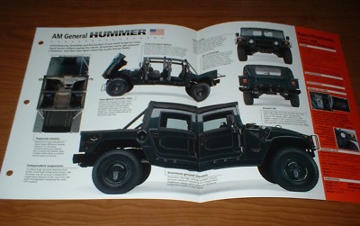 1997 AM GENERAL HUMMER SPEC SHEET BROCHURE POSTER PRINT PHOTO 97 98 99 00 01 H1