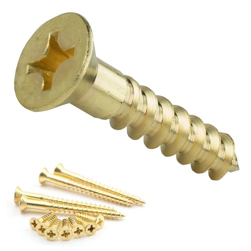 Hardware Fasteners Tapping Solid Brass Wood Screws Flat Head Self