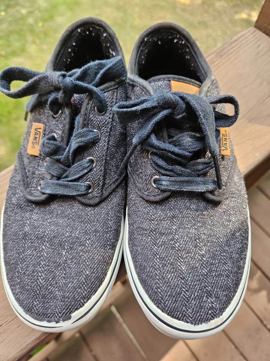 Vans Old Skool Herringbone Shoe Youth Boy's Sneaker Shoe Size Gray