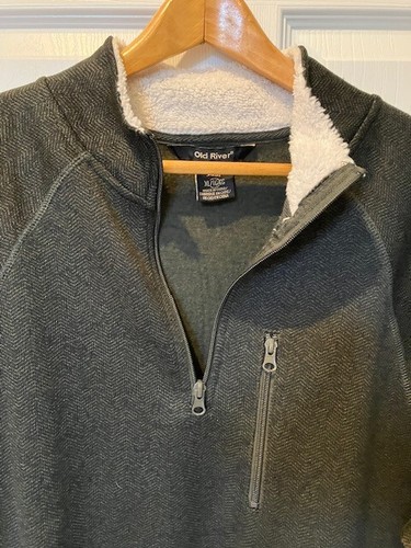 Old River Men's Quarter Zip Pullover Sweater Fleece Black Size XL/TG/EG - Picture 2 of 3