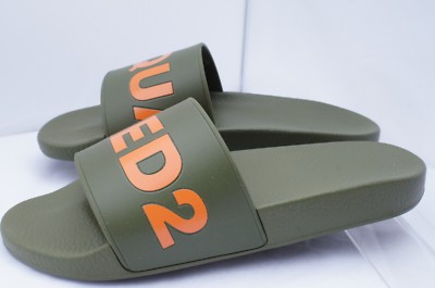 New Dsquared2 Men's Sandals Slide Size 10 Dune Green Rubber
