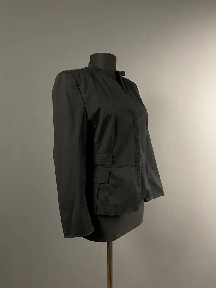 Abrigo Chaqueta Blazer Akris Punto Mujer Negro Algodón Cremallera Ligero Talla US 6 36 S Foto 3 de 4