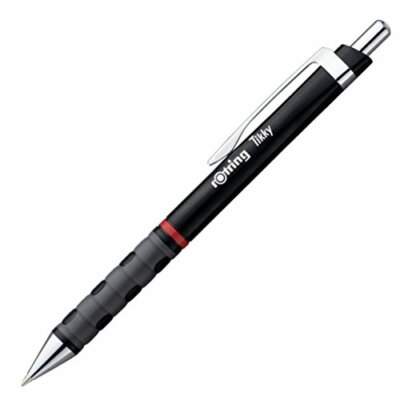 rotring Tikky Druck Kugelschreiber schwarz Mine blau gummiert Stift Stärke M neu