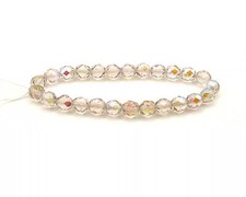 Pale Amethyst AB - 25 8mm Round Czech Glass Faceted Fire Polish Beads