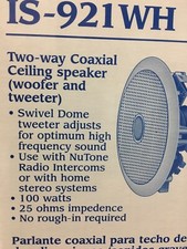 Nutone IS921WH 2 Way Ceiling Speaker NOS