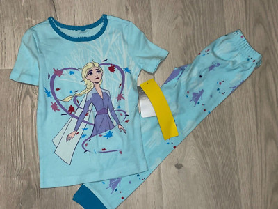 *Disney Store....Frozen Elsa 2 PC Short Sleeve Pajama Set Girl Size 4