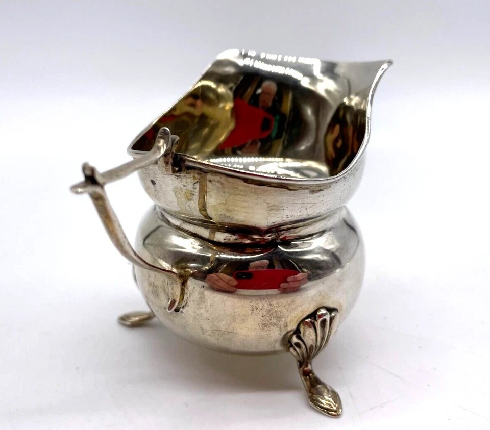 Edwardian Solid Silver Cream Jug & Sugar Bowl Chester 1913 N4 Foto 4 de 4
