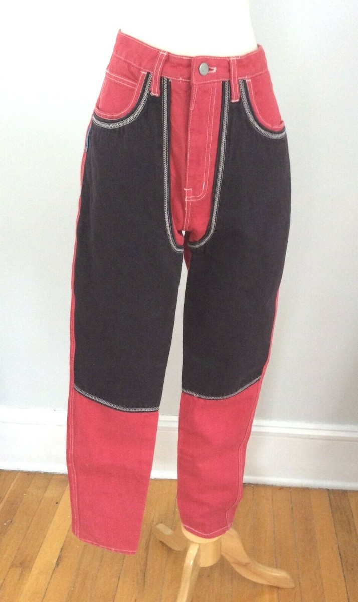 1980's VINTAGE 80's FUNKY High Waist CORNICHE COLORBLOCK