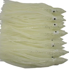 30 Glow Octopus Squid Skirt Luminous Soft Lure Hoochies Bait Fishing Lure White