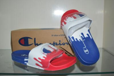 White Champion Slides Grade School Grade School On Sale Champion