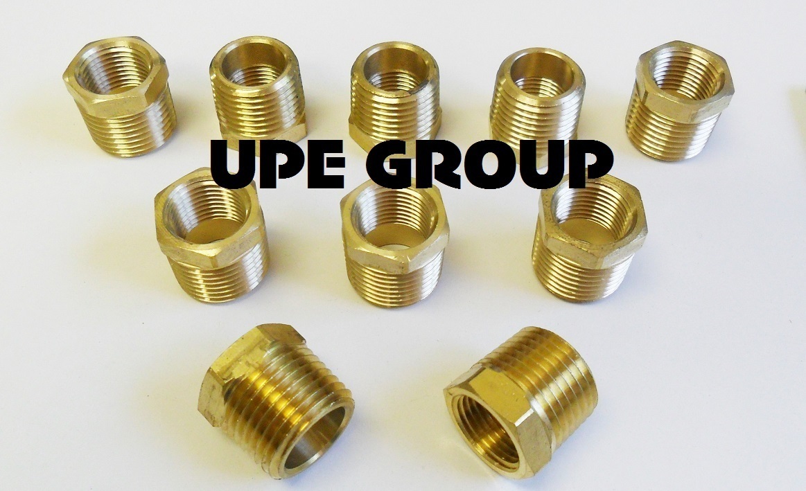 BRASS HEX BUSHING REDUCING NPT THREADS PIPE FITTING 1/2 MALE X 3/8 FEMALE QTY 10