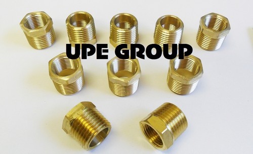 BRASS HEX BUSHING REDUCING NPT THREADS PIPE FITTING 1/2 MALE X 3/8 FEMALE QTY 10