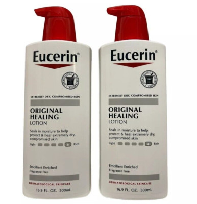 Eucerin Original Healing Rich Body Lotion Pump Bottle 16.9 Fl Oz Pack of 2 New