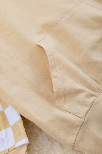 BRAND NEW WITH TAGS Unisex Cream Checkered Hoodie with Matching Joggers Set - Picture 3 of 4