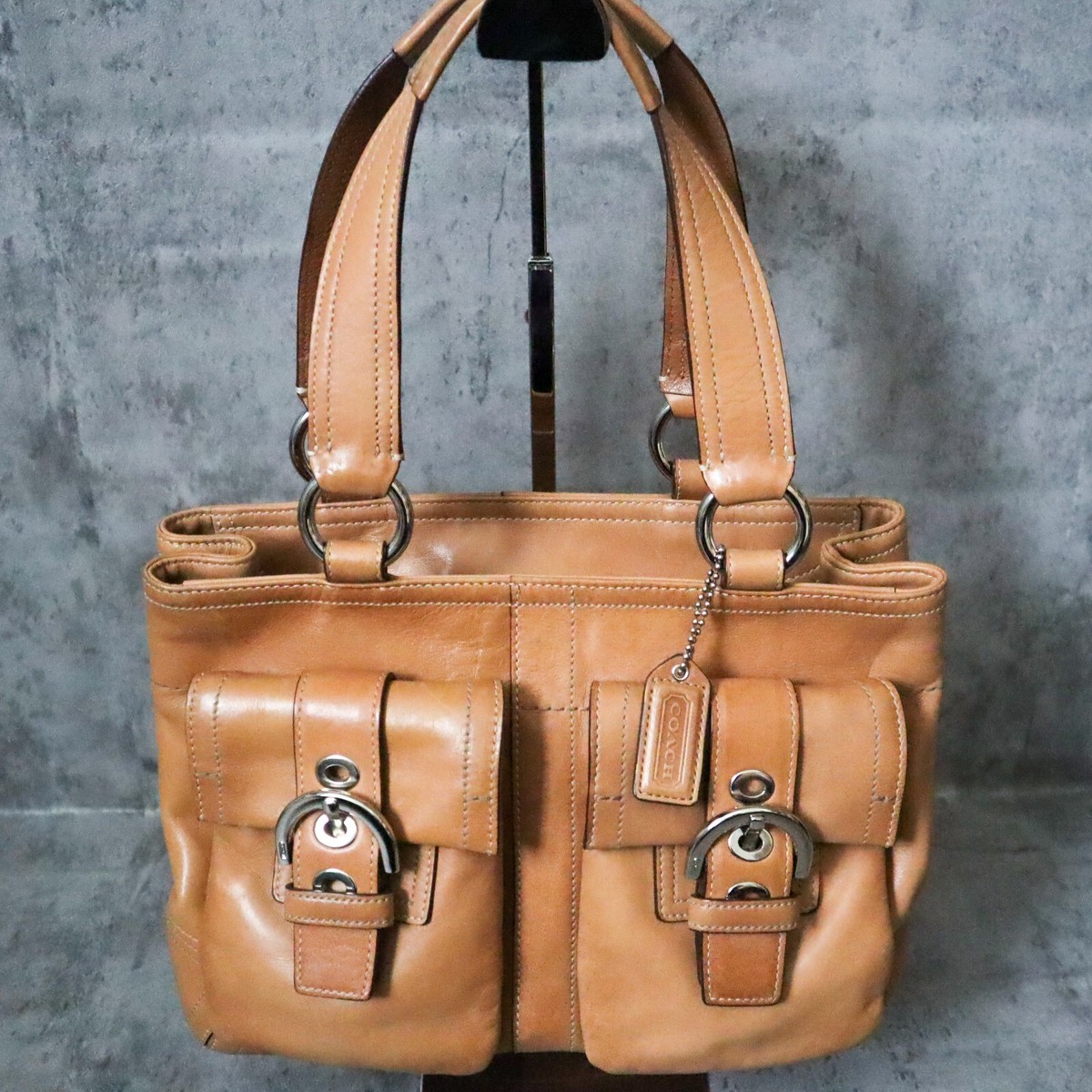 バッグ COACH Soho W Pocket Tote Bag Handbag NEW Coach Soho Lg Black Leather Double Pocket Business Purse