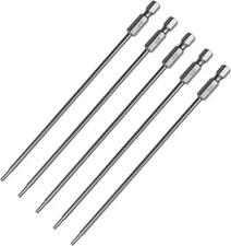 Utoolmart 5Pcs (150mm) Long Torx Security Screwdriver Bit, 1/4 Inch Hex Shank