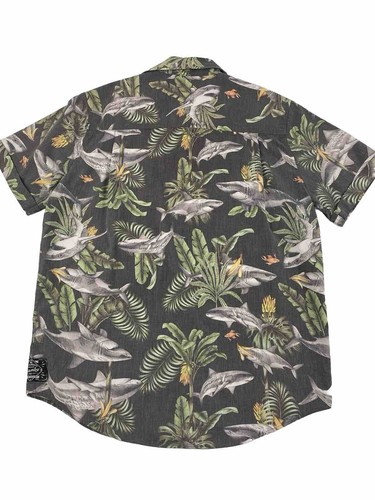 Vintage 90's Mambo Loud Shirt Mens Tropical Sharks Short Sleeve Shirt Size M - Picture 11 of 11