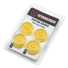 4Pcs Acrylic Guitar Bass Volume Tone Speed Control Knobs Orange Black words