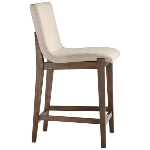 Uttermost Klemens 26" Wood and Fabric Upholstered Counter Stool in Beige/Walnut - Picture 4 of 10