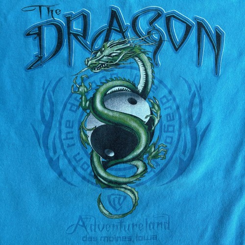 Vintage Adventureland Amusement Park Dragon Rollercoaster T Shirt Youth Size L - Picture 2 of 5