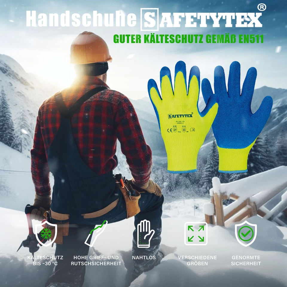Arbeitshandschuhe Winter Handschuhe Winterhandschuhe Latex beschichte Safetytex - Bild 4 von 4