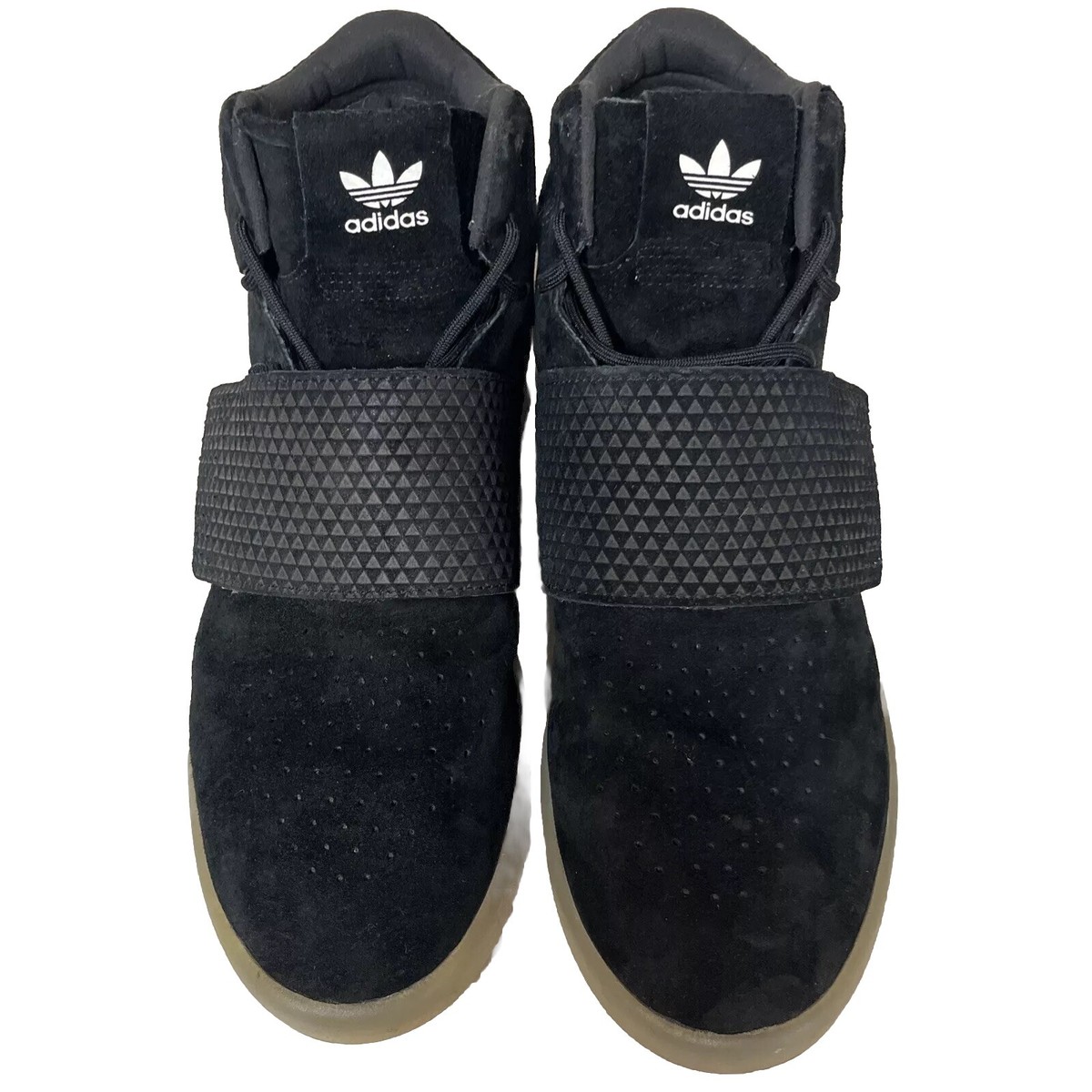 Adidas Mens Size Tubular Invader Strap Sneakers Black Suede BB5037 High  Top