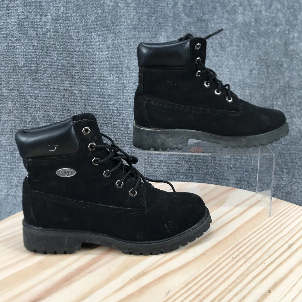 Lugz Boots Womens 8.5 M Convoy Work Black Suede Ankle Top Round Toe Lace Up - Image 2 of 4