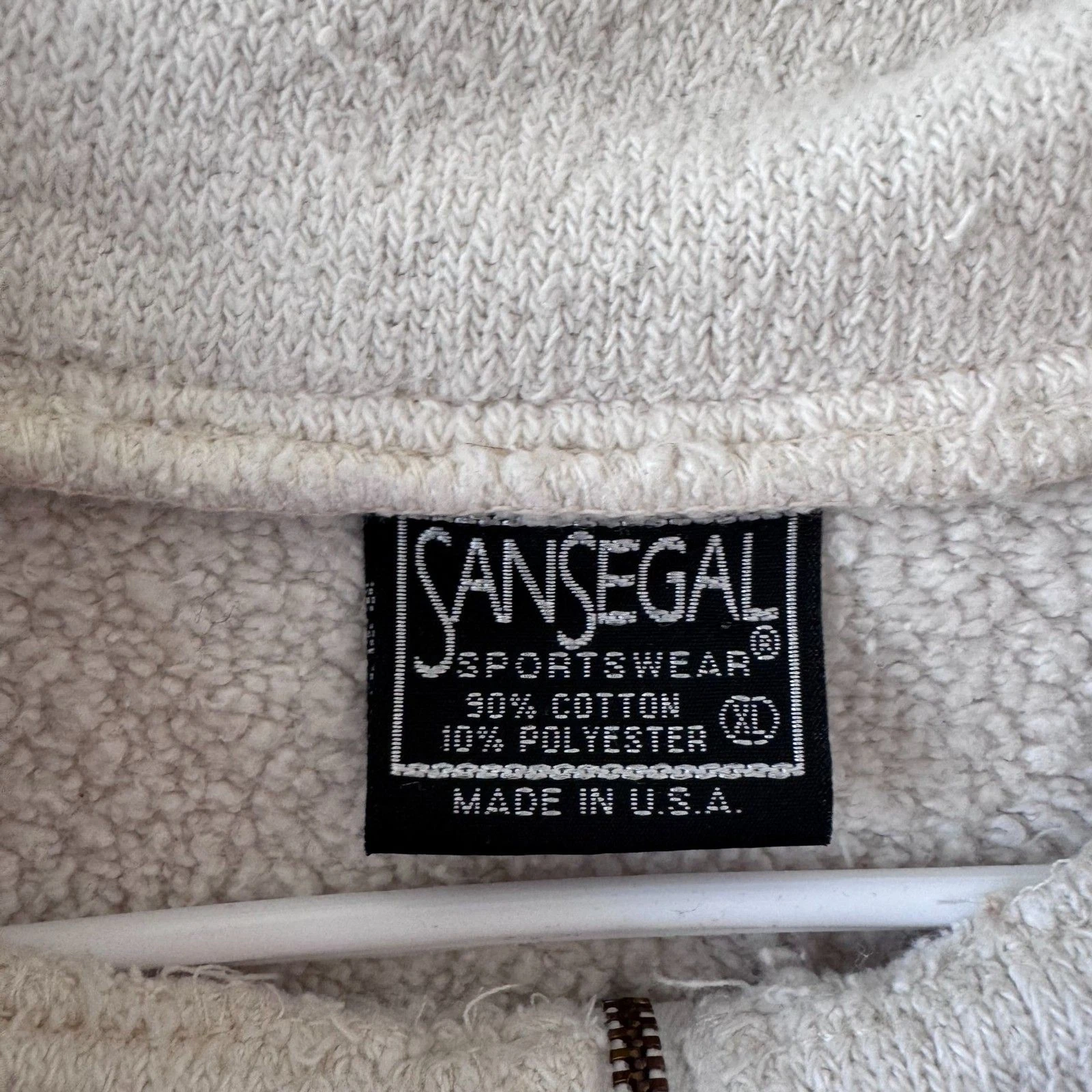 Vintage Sansegal Sportswear USA Off-White Fleece 1/4 Zip Sweatshirt XL - product detail image 3