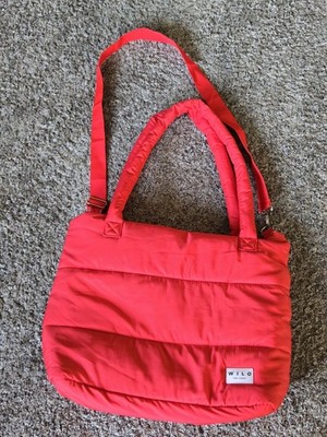 Wilo The Label Puffer Tote Bag Red Lightweight Crossbody Purse Some Imperfection
