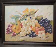 Vtg Watercolor Painting Still Life of Fruit Framed Dated 1941 18"W x 14"H C. McA