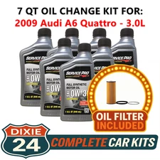 Fits: 2009 Audi A6 Quattro 3.0L 6,000 Mile Synthetic Oil & Filter Kit (0W-30)