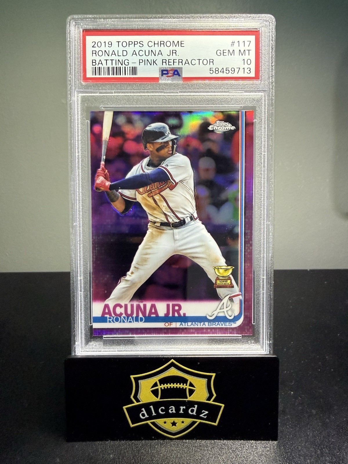 Ronald Acuna Jr. 2019 TOPPS CHROME BATTING PINK REFRACTOR PSA 10 Atlanta Braves